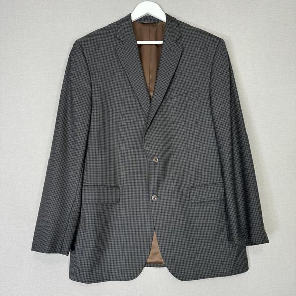 Jack Victor Vince SPJ Blazer Mens 44L Blue Gingham Check Wool Sport Coat Preppy - Picture 1 of 16